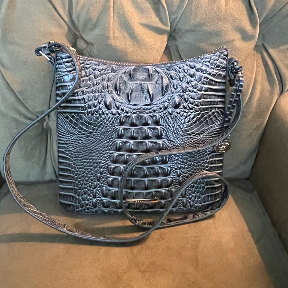 Brahmin Katie crossbody bag in Olive with pearlescent finish